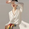雀说 欧货提花白色长袖衬衫女春季新款独特漂亮上衣洋装通勤衬衣5ZF-1019 商品缩略图0