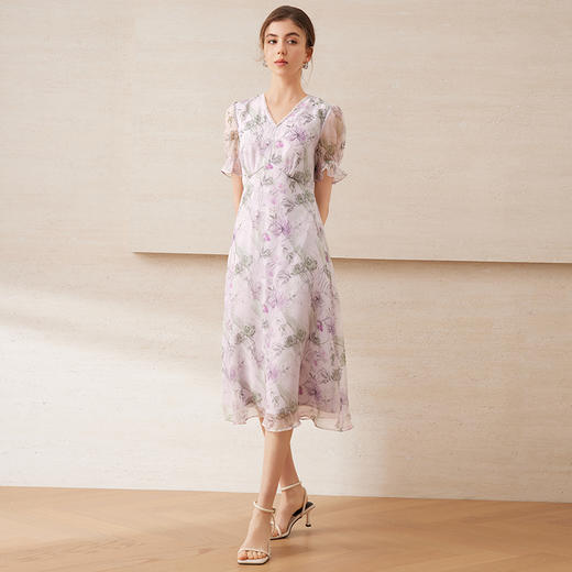 【法式浪漫薄纱碎花】EITIE爱特爱奢雅质感连衣裙夏季新款B2507672 商品图3