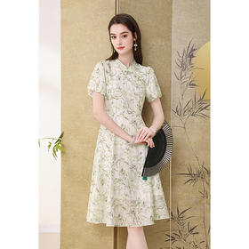 【高货wl】全新升级【铂金会员330/天猫439/差价109】(03923) 洛诗琳新品国风新中式改良天丝印花钉珠盘扣清冷感连衣裙