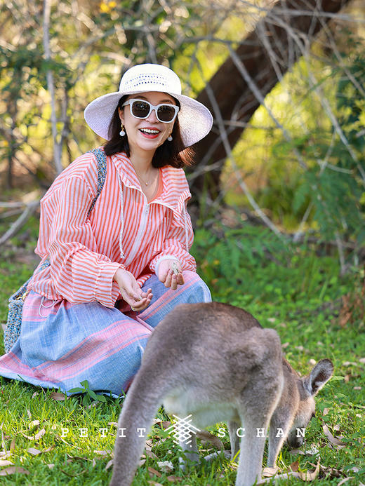 PETIT SCHAN小闪 CLO#789 orange soda 橘子汽水 日本进口棉混纺色织条纹连帽防晒外套 商品图3