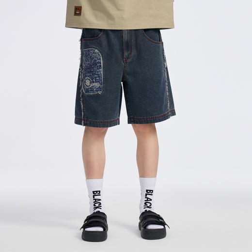 ONIARAI/鬼洗 石化古乌标语做旧水洗牛仔短裤 24A0544 商品图0