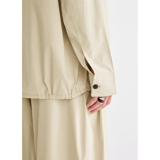 棉仓3621004003-【京都回眸】宽松日式贴袋下摆抽绳长袖衬衫 商品图1