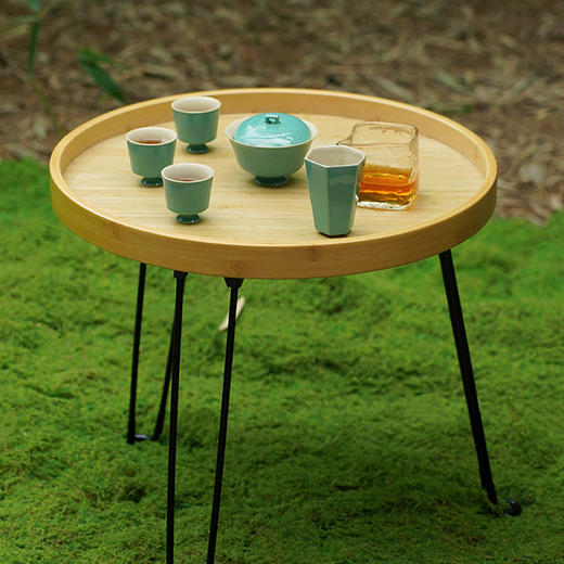 竹小茶丨原竹弯曲折叠竹几 直径450*高415mm 茶盘茶具茶道 不含茶具 商品图6
