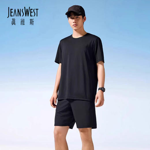 夏日运动健身必备【真维斯冰丝情侣款速干套装】手感柔滑 上身自带凉感 透气性好 纯色色系 商品图3