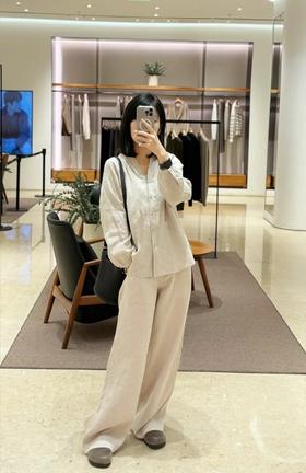 【高品质私服】【IC亚麻平纹花式上衣/阔腿裤】宽松剪裁，显瘦又优雅G1327/G1328-CC【无标出货 介意慎拍】