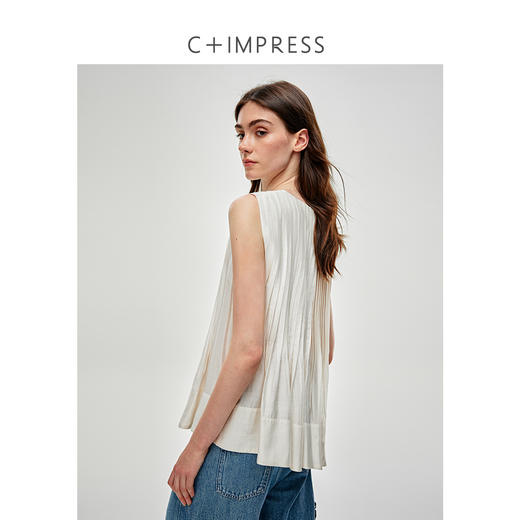 C+IMPRESS/西嘉 醋酸莫代尔 法式小衫女宽松廓形无袖背心衬衫上衣CS2502054 商品图1