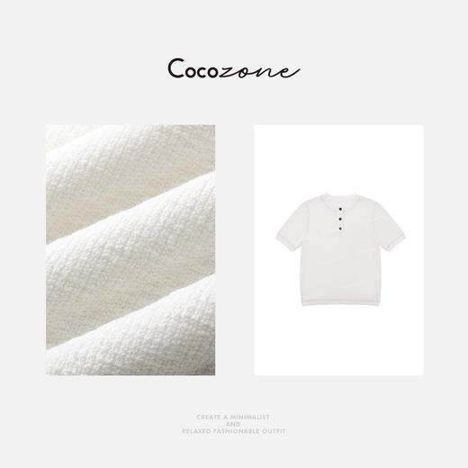 COCO ZONE 刘一一【棉亚麻混纺】圆领纽扣小香风毛针织衫CD1A0756 商品图2