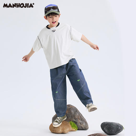 漫画家【酷酷笑脸裤】夏季薄款不褪色牛仔笑脸气球裤牛仔长裤夏 商品图4