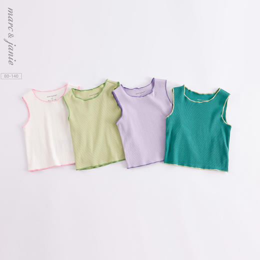马克珍妮新款夏装 女童撞色花边弹力舒适背心230887 商品图0