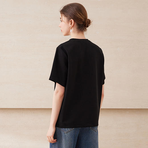 【彩色珠片绣花T恤】EITIE爱特爱休闲宽松短袖上衣夏季新款B2502606 商品图4