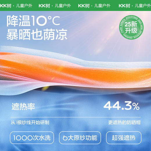 KK树儿童防晒帽防紫外线男童女孩大帽檐遮阳宝宝太阳帽2025年新款小氧气防晒披肩帽 商品图1