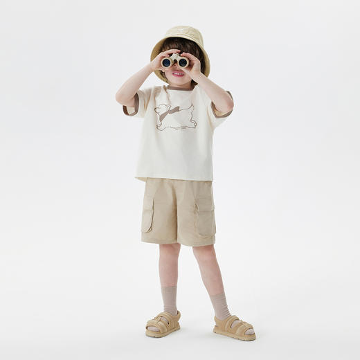 马克珍妮男童飞奔小狗休闲短袖T恤 宝宝上衣2025年夏装新款550810 商品图1