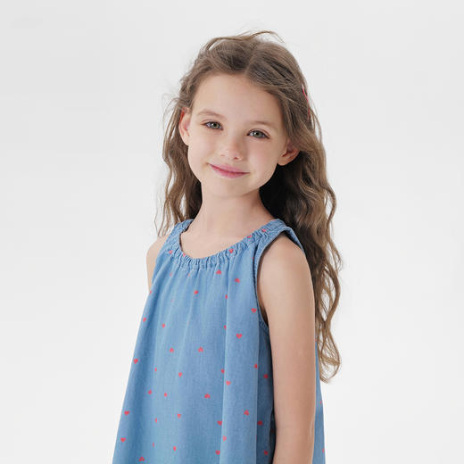 马克珍妮女童爱心软牛仔无袖衬衫 儿童背心2025年夏装新款550837 商品图3