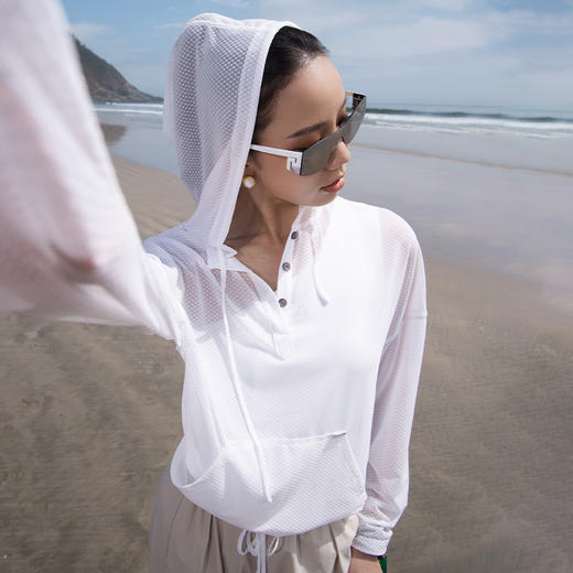 TITIKA ACTIVE休闲运动罩衫女连帽宽松透气亲肤运动跑步长袖T恤51211 商品图1