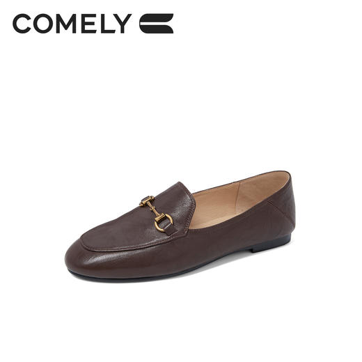 康莉KYQ3A016平底乐福鞋春新款宽版真皮羊皮软底女士一脚蹬小皮鞋 商品图1