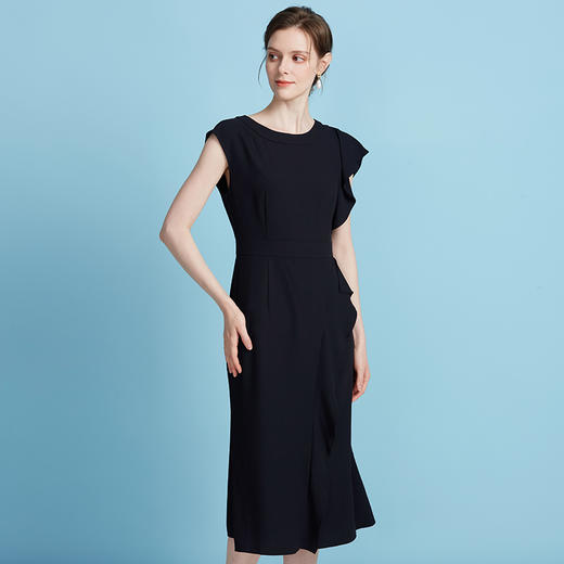 【荷叶边拼接鱼尾裙】EITIE爱特爱不对称设计优雅法式多色连衣裙B2507654 商品图4