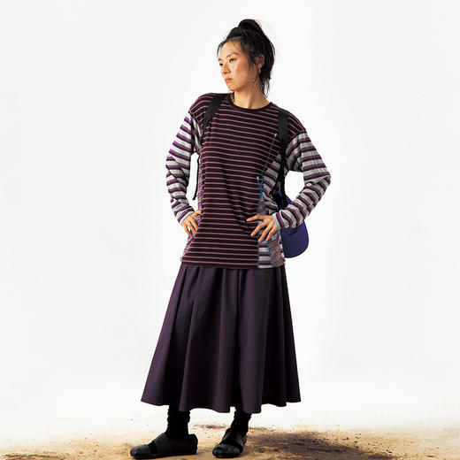 CryingCenter 条纹拼接撞色弹力运动休闲针织长袖T恤 哭喊中心 商品图1