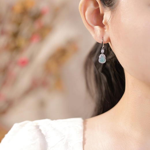 【国风福禄】S925纯银蓝水翡翠葫芦耳坠【CW-EG02210】 商品图3