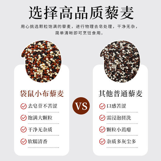 【秘鲁进口袋鼠小布 罐装750g 藜麦】36国权威认证 颗粒饱满黄金藜麦米 轻食代餐粗粮 750g 饱腹杂粮饭 健身餐超级食物‌ 商品图10