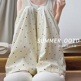 慵懒波点山本裤 夏季高腰轻薄凉爽垂感窄版直筒休闲阔腿裤