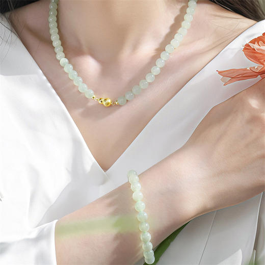 【新品首发】福运套装 葫芦珍珠项链 福禄和田玉项链银S925珍珠链女士礼物MEMORA诗普琳ZN216505（一口价） 商品图6