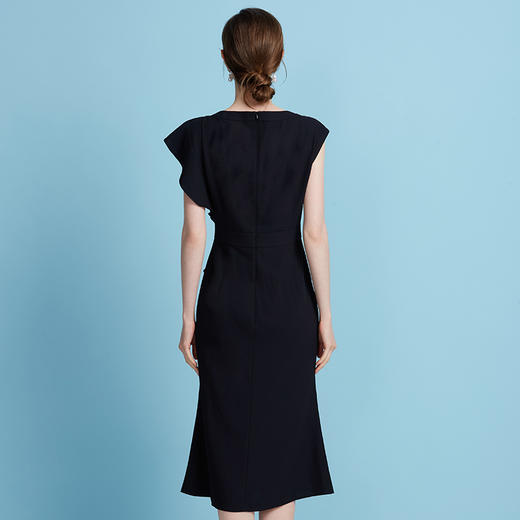 【荷叶边拼接鱼尾裙】EITIE爱特爱不对称设计优雅法式多色连衣裙B2507654 商品图5