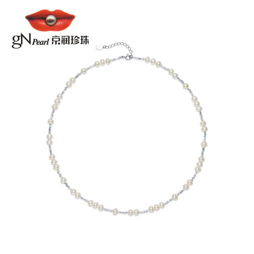 京润珍珠 寒星项链 S925银5-6mm近圆形淡水珍珠项链XL 商品图1