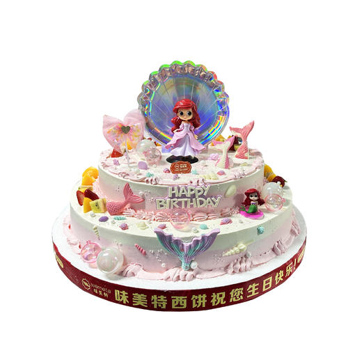 味美特“人鱼眼泪”桌面蛋糕-公主是插件，不可食用哦！鱼尾装饰是巧克力装饰，可以食用的 商品图0