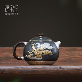 臻宝堂银壶999纯银泡茶壶纯手工浮雕飞龙茶壶铁包银壶文旦壶茶具飞龙在天文旦铁包银壶200ml