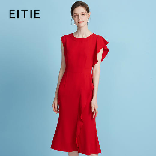 【荷叶边拼接鱼尾裙】EITIE爱特爱不对称设计优雅法式多色连衣裙B2507654 商品图2