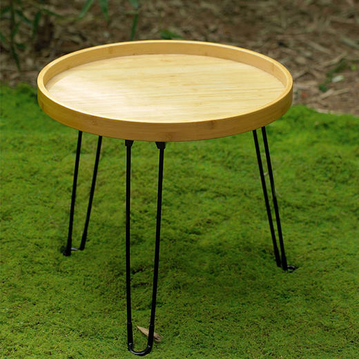 竹小茶丨原竹弯曲折叠竹几 直径450*高415mm 茶盘茶具茶道 不含茶具 商品图1