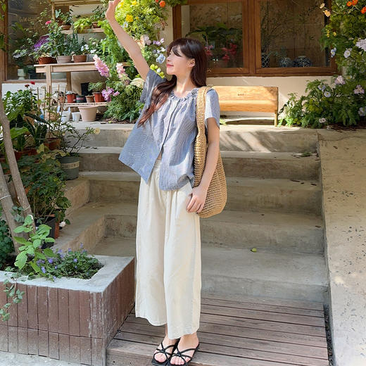 西遇阔腿裤女夏季新款七分宽松高腰阔腿裤SS050584 商品图0