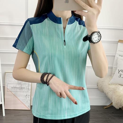 丁摩 情侣速干衣女短袖夏季立领透气弹力户外运动跑步健身打球快干T恤5ZF-31 商品图0