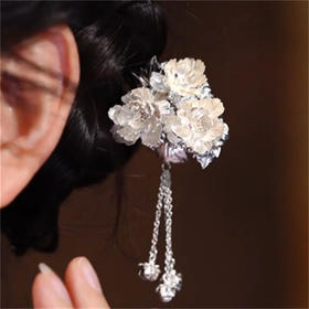 新中式国风芙蓉花时尚百搭盘发流苏汉服簪子小众设计感配饰