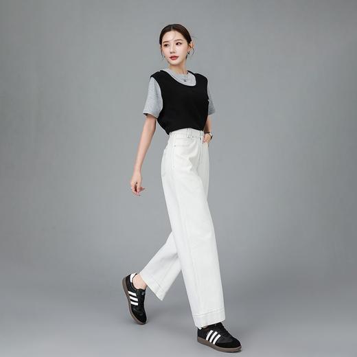 轻奢定制四面弹光学白九分直筒阔腿裤 商品图2