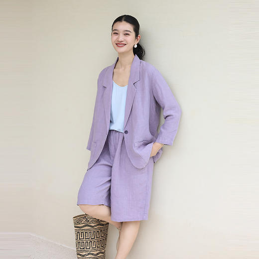 绽放170朵/高端重磅新款砂洗汉麻中裤休闲抽绳系带松紧腰短裤 商品图2