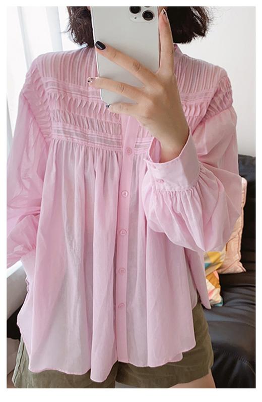 美洋同款轻薄如丝丝棉娃娃风琴透气衬衫 商品图2
