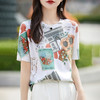 丁摩 精纺薄款短袖印花短袖女夏季新款休闲衬衣宽松显瘦上衣5ZF-4213 商品缩略图2
