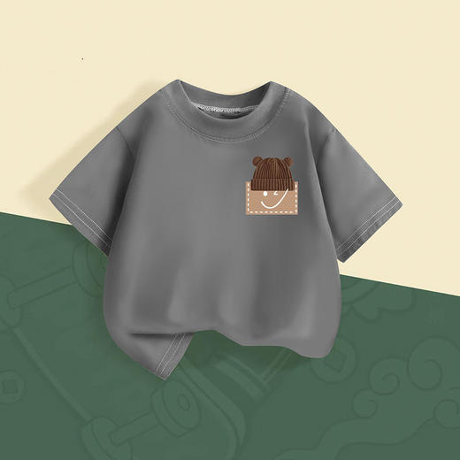 【简约设计，宽松合体~】男女童短袖T恤 夏季新款 休闲宽松 儿童简约短袖 打底上衣-QQ 商品图3