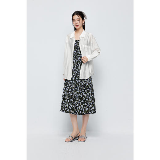 【商场同款】诗凡黎白色莱赛尔衬衫2024夏新款高级衬衣3F5220551 商品图1