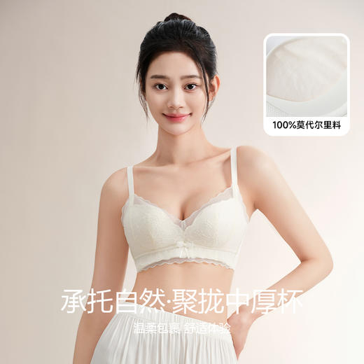 美季美优H法式蕾丝中厚杯文胸 商品图2