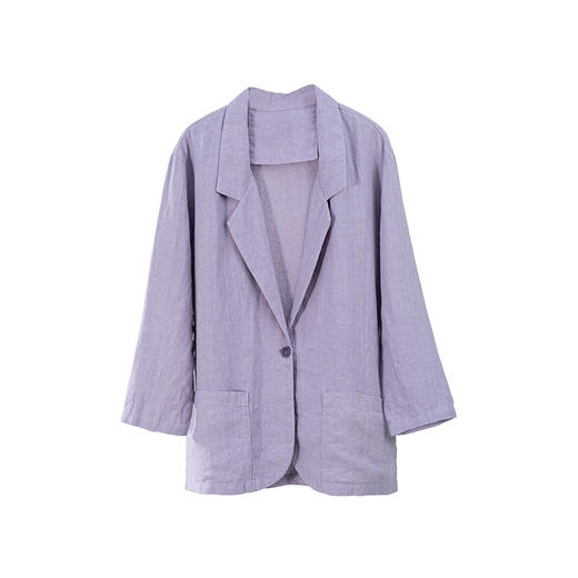 绽放旅行女装174朵/高端重磅砂洗汉麻翻领透气七分袖经典休闲西装 商品图4