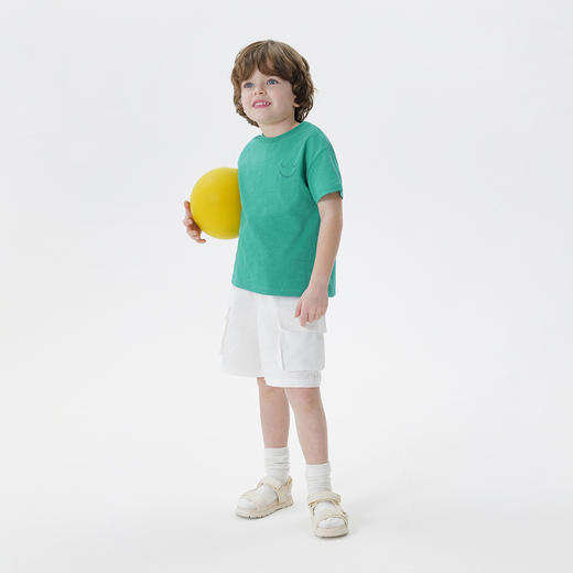 马克珍妮夏装新款 男童竹节棉笑脸印花短袖T恤230853/550907 商品图1