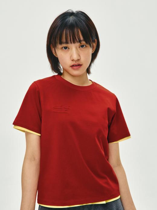 CryingCenter 正肩宽松短身凉感显瘦简约干抑菌棉短袖浓郁色女款 商品图2