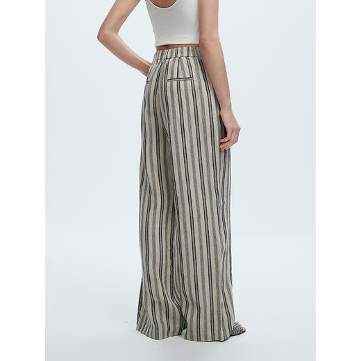 棉仓362618009-初棉雨露麻色织条纹宽松直筒裤 商品图3