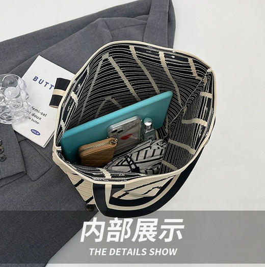 UYOKU 波浪纹针织单肩包 百搭大容量 手提通勤水桶女包 4色可选 商品图5