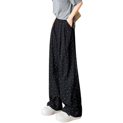 慵懒波点山本裤 夏季高腰轻薄凉爽垂感窄版直筒休闲阔腿裤 商品图4