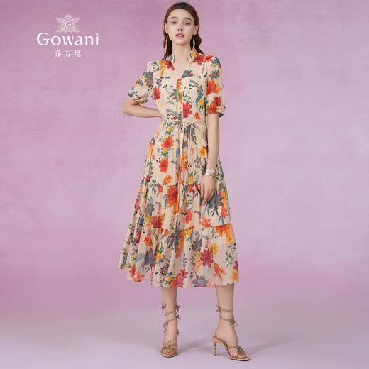 乔万尼真丝连衣裙新款100%桑蚕丝法式度假风EM2E832 商品图3