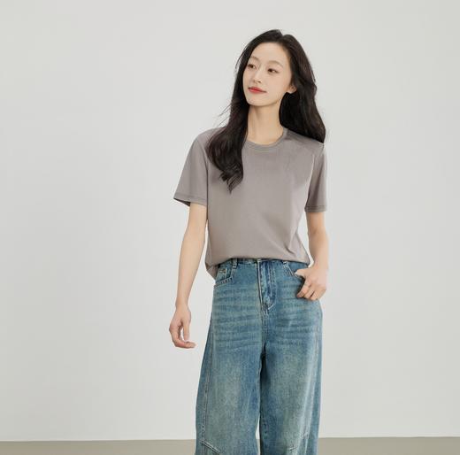 【69.9两件丨醋酸短袖T恤】醋酯纤维面料，自带光泽感！舒适裸感亲肤，吸湿透气！上身冰冰凉凉，舒张自如！垂坠感好，搭配牛仔裤、半身裙都超有气质！【TS-J】 商品图3