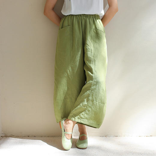 绽放199朵/休闲裤大口袋苎麻宽松休闲裤文艺复古简约百搭阔腿裤 商品图1